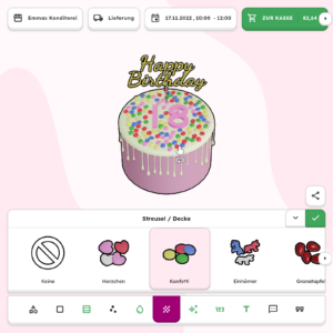 Torte in der Kuchen App: Geburtstagstorte (Himbeere)